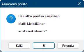 Asiakkaan poiston varmistaminen