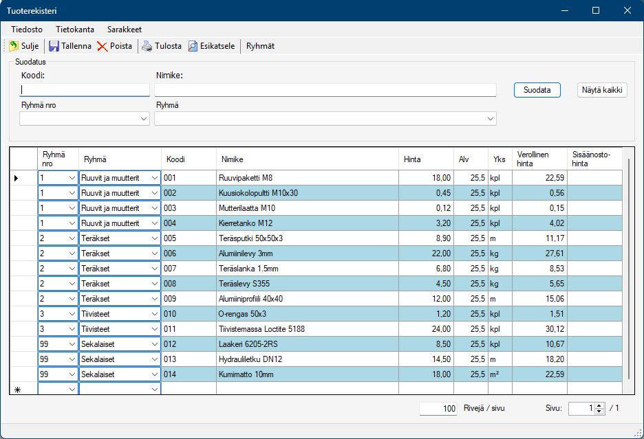 Larppa – tuoterekisteri